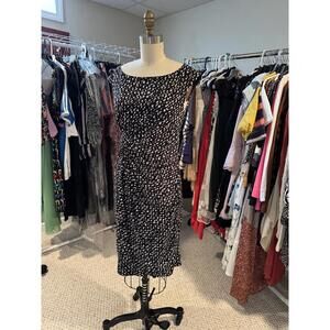 Connected Apparel - Black & White Sleeveless Dress w/ Side Ruching - Sz 6